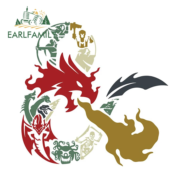 

EARLFAMILY 13cm x 12.8cm For Dungeons Dragons Car Stickers Refrigerator Fine Decal Car Accessories Graffiti Vinyl Material Decor