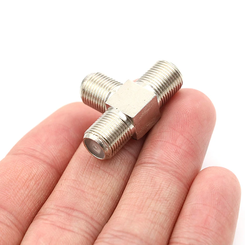 1PC TV Aerial Freeview Virgin Media Silver Socket T Thread F Splitter Adaptor Cable RF Brass SMA Adapter Connector Wholesale