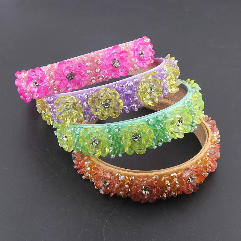 New fashion transparent crystal flower inlaid rhinestone personality headband ladies beach travel gifts hair accessories883