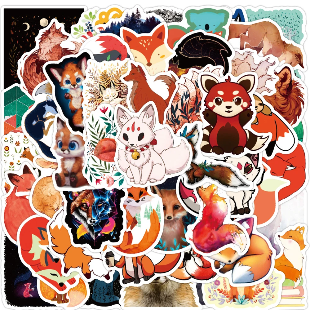 

10/30/50pcs Cute Fox Animal Graffiti Stickers Aesthetic DIY Scrapbooking Fridge Luggage Laptop Waterproof Sticker Cartoon Decal