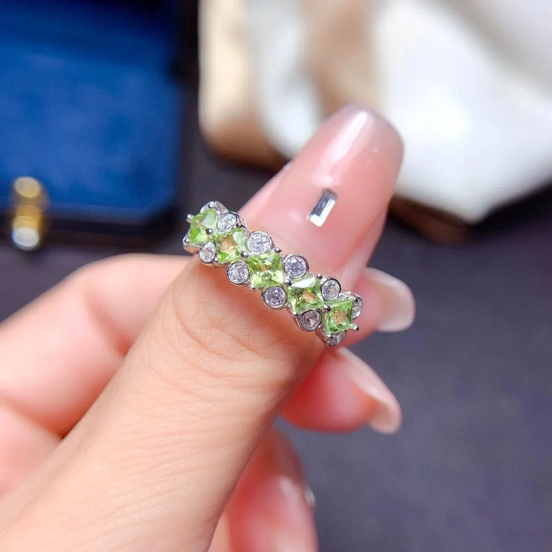 Dazzling Silver Peridot Ring 3mm VVS Grade Peridot Silver Ring Solid 925 Silver Peridot Jewelry Gift for Woman