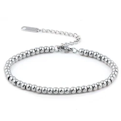 Pulsera de cuentas de acero inoxidable para hombre y mujer, brazalete de cuentas de moda, regalo de joyería Simple para pareja