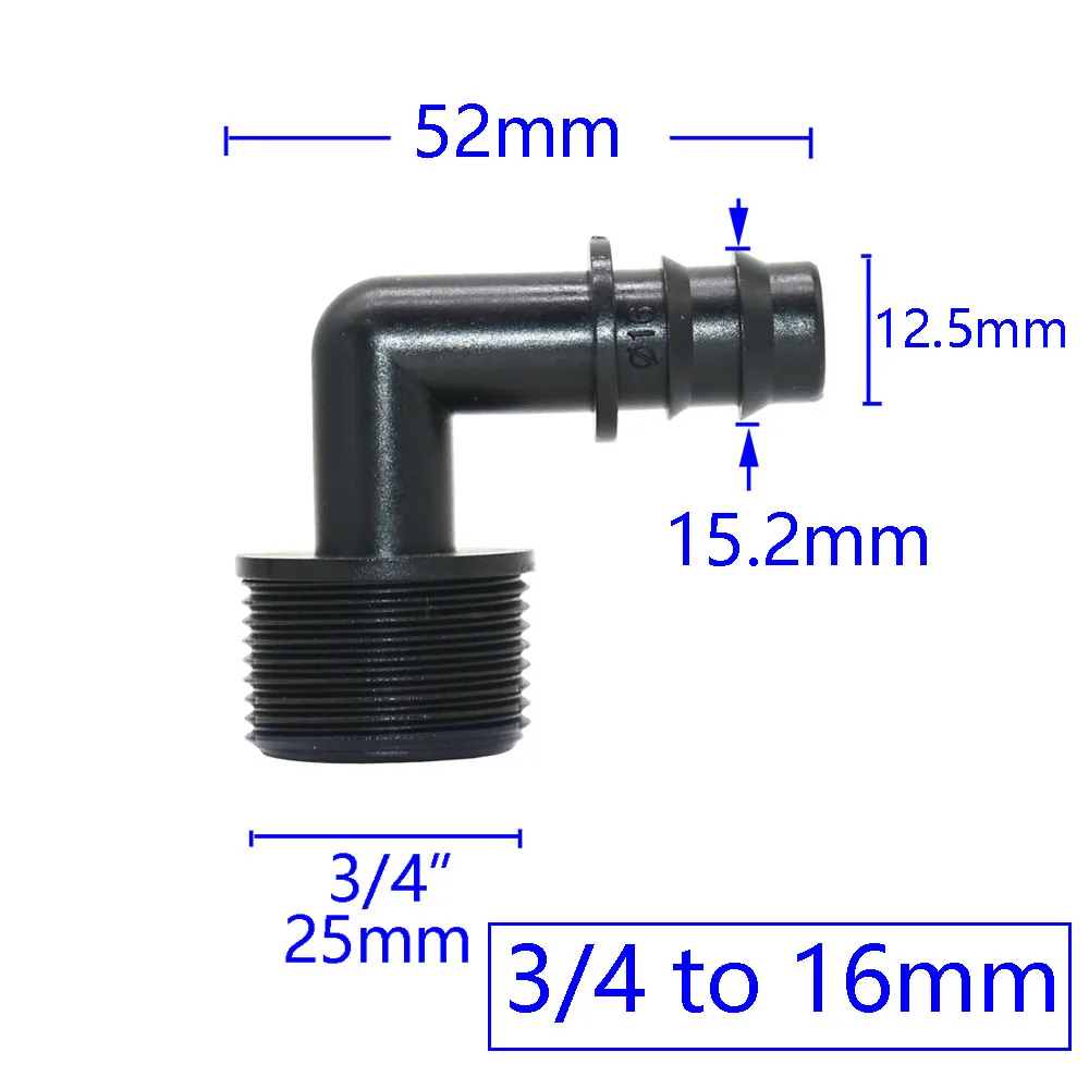 1/2 3/4 gwint męski do 16mm 20mm 25mm ogród króciec do węża złącze Elbow 1/2 3/4 1 \