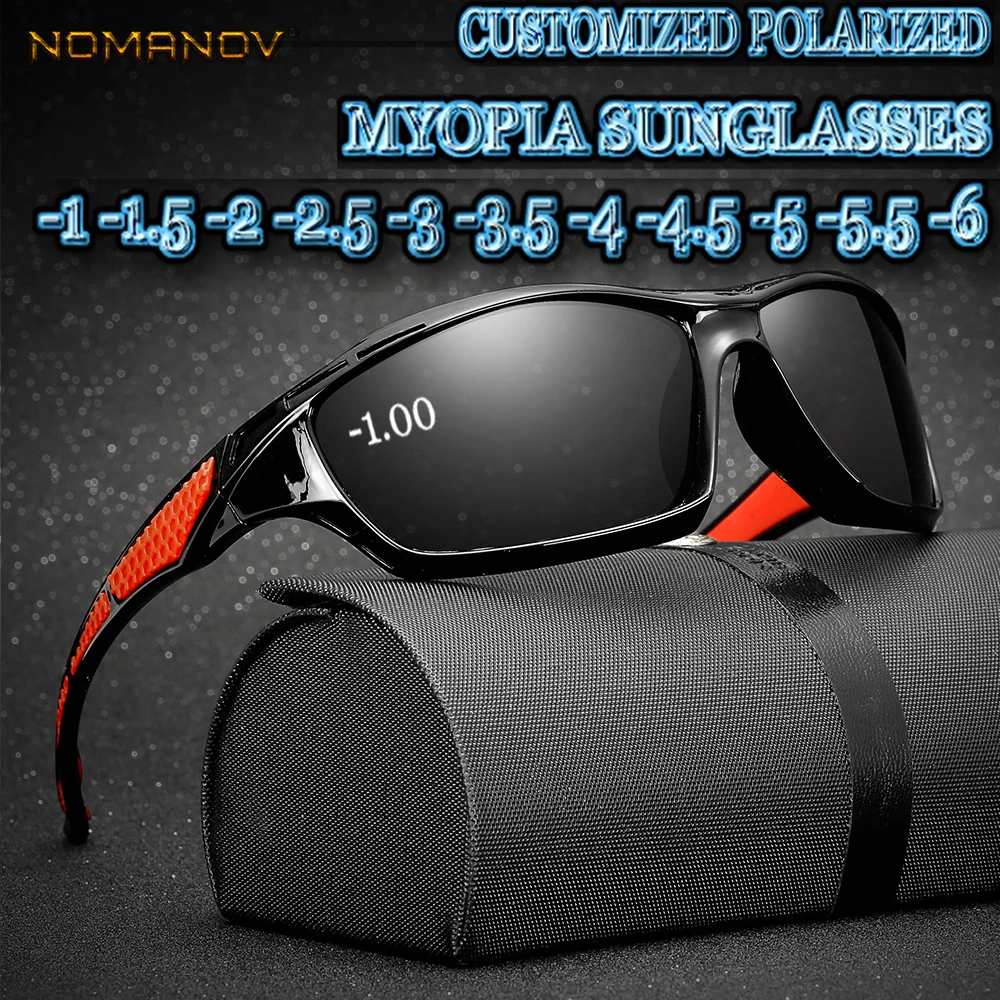 Oculos Masculino Custom Made Myopia Minus Prescription Polarized Lens Full-rim Sports Colorful Mirror Lenses Sunglasses -1 To-6