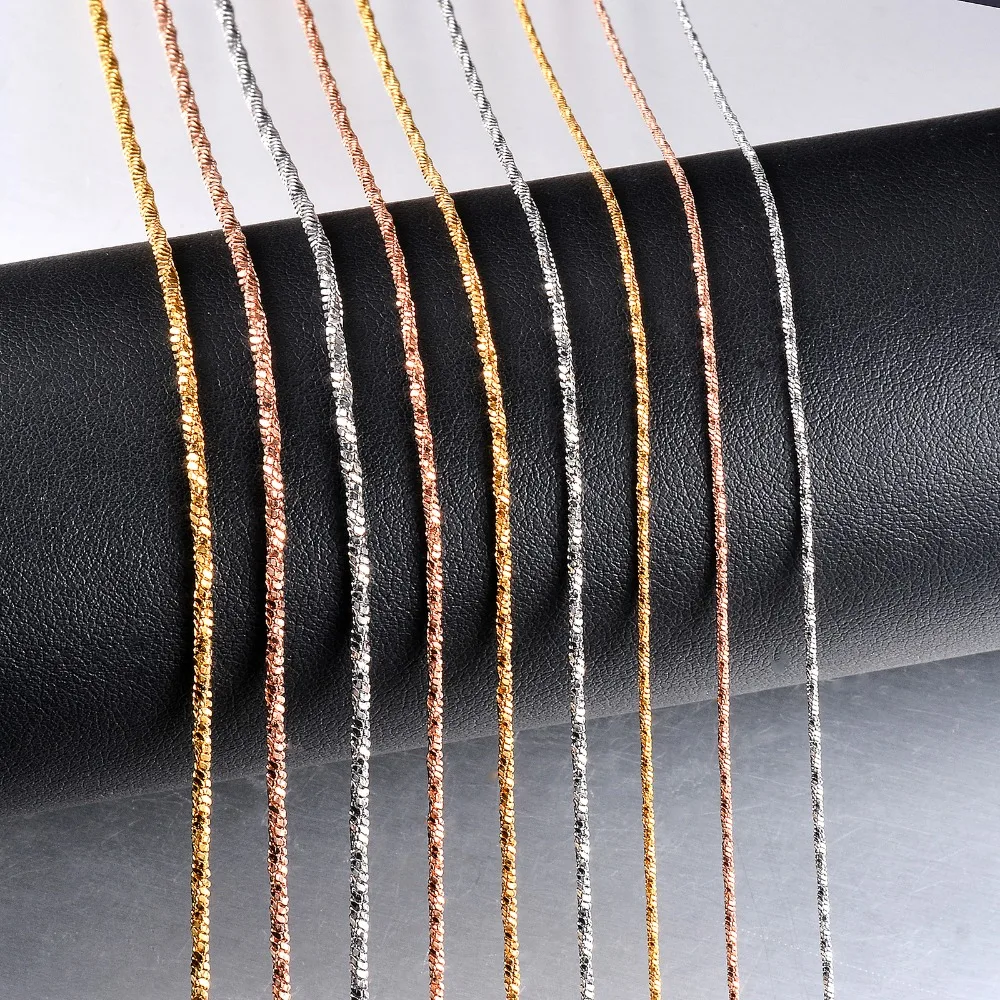 1 Stück Breite 0,9/1,2/1,5mm Winzige Gedrehte Quadratische Schlangenkette Schmuck Edelstahl Choker Halskette für Frauen Collier – Detail 3
