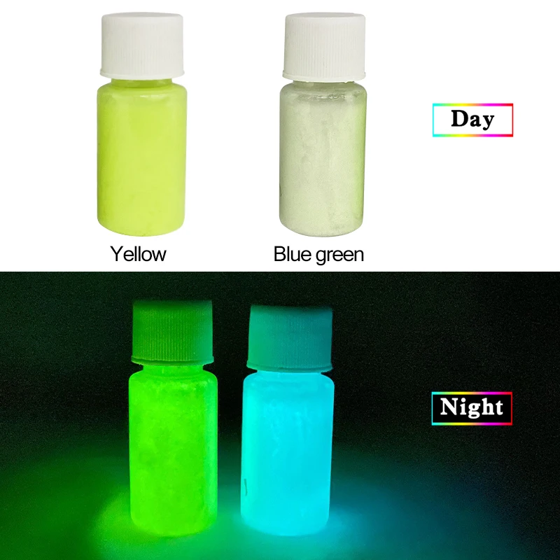 Glow in the Dark 2 Bottles Luminous Paint for Arts Party Decorations Blue Green Phosphor Pigment 20g