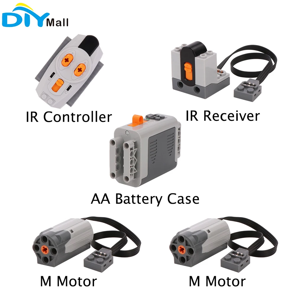 IR Controller Receiver M Motor AA Battery Case DIY Car SET Compatible with legoeds 8883 8881 8885 Power Functions MOC Parts