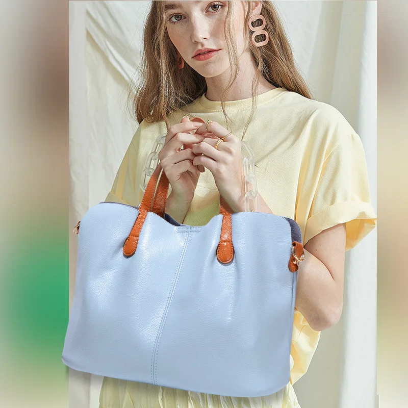 Bolso de mano de piel sintética para mujer, bolsa de hombro grande, a la moda, 2020