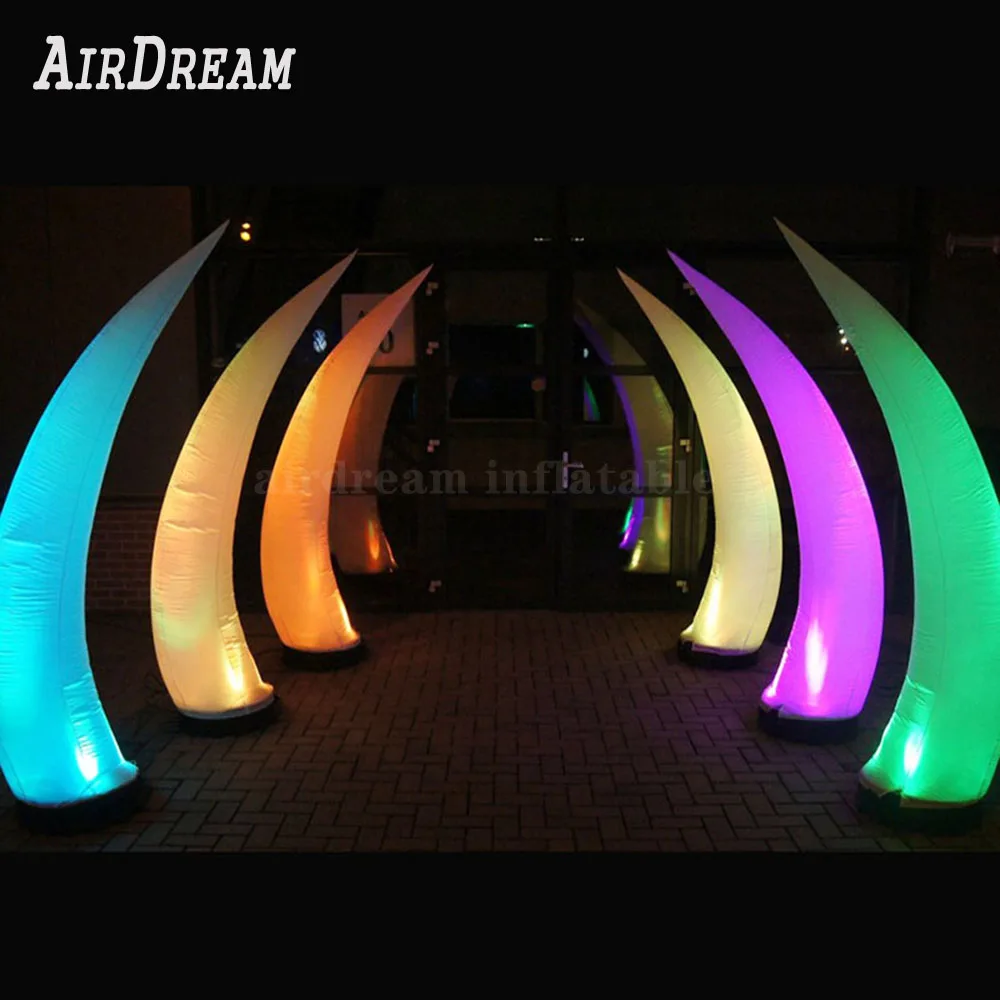 

Colourful Led Lighting Inflatable tusk Pillar Column for wedding stage Festival Event Advertising Decoration