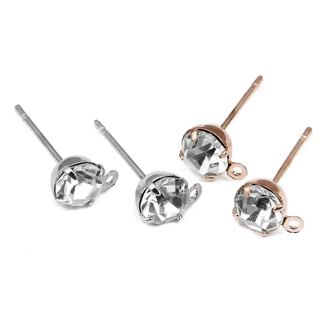 

50pcs 4 Prong Copper Rhinestone Crystal Stud Earrings with Hole fit DIY Dangle Drop Earring Making Findings Accessories