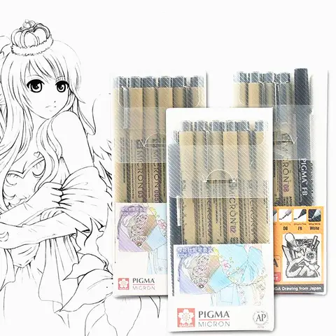 Sakura Neelde Pigment Liner Micron Pen Set Drawing Fineliner Sketching Art Markers  005 01 02 03 04 05 08 1.0 Brush Sketch Pens