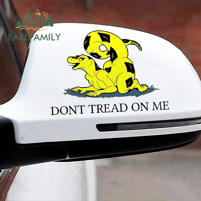 EARLFAMILY 13cm x 9cm for Dont Tread on Me Dinosaur Car Sticker Personality Occlusion Scratch Window Trunk Decal for Vehicle image 2