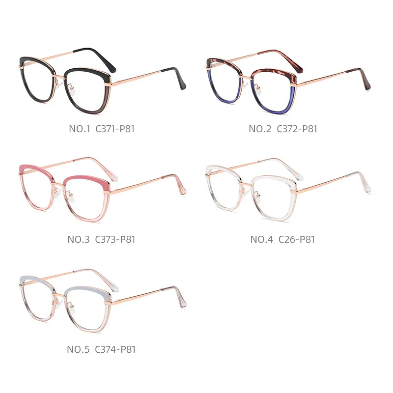 Women\'s Blue Anti-Light Photochromic Reading Sunglasses Cat Eye Metal Eyeglasses Frames Presbyopia With Diopters +0.5 +1.5 +6.0
