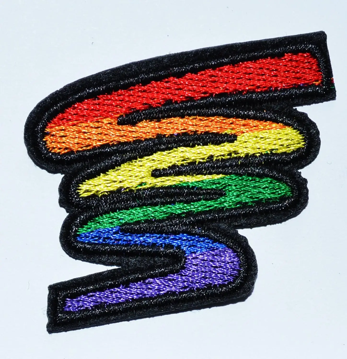 New ! Gay lesbian pride squiggle rainbow flag Ribbon retro LGBT RIGHTS applique iron on patch