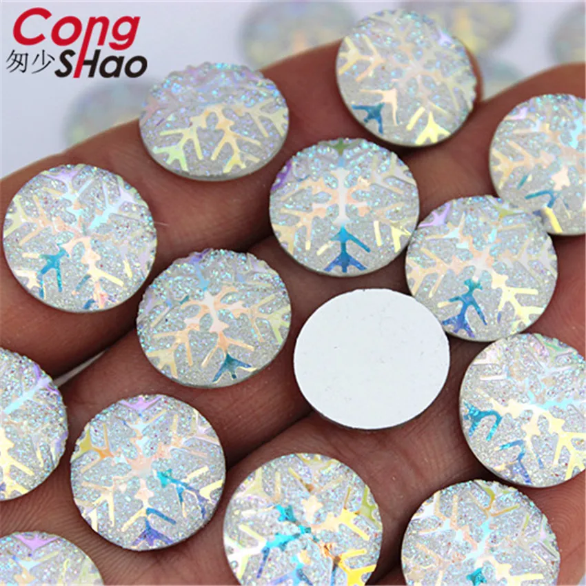 Cong Shao 12/14/16/18/20/25mm pietre rotonde e cristalli AB schiena piatta resina strass Applique perline abito da sposa fai da te WC328