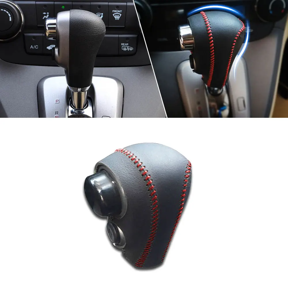 Muchkey Leather Gear Knob Stick Covers AT For Honda  CRV 2008 209 2010 2011 2012 2013 2014 Non-Slip Automatic Shifter