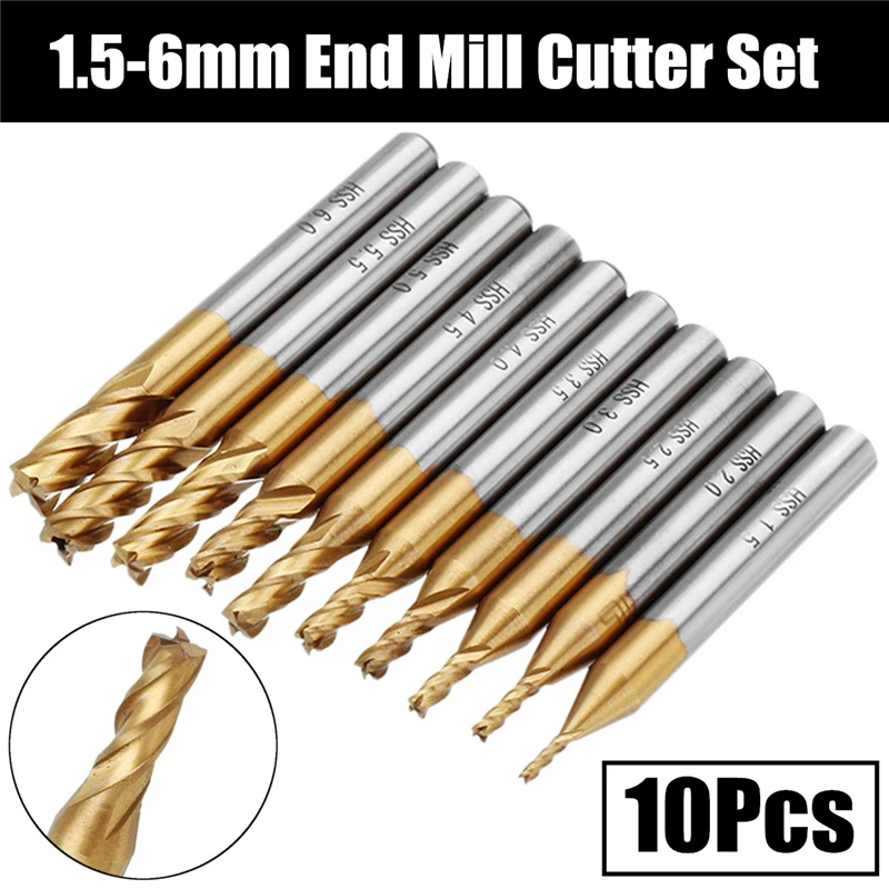 4 frezy trzpieniowe HSS Zestaw frezów trzpieniowych 6/10 szt. 1,5-6 mm 6 mm Trzpień CNC Frez do drewna, metalu i stali