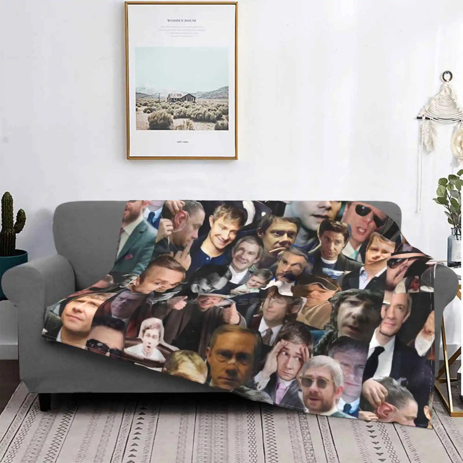 Freeman Collage Best Selling Room Household Flannel Blanket Freeman Collage Actor British Sherlock John Watson Fargo Lester