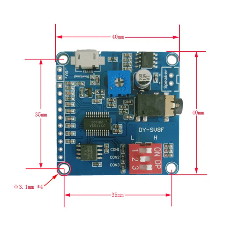 MP3เครื่องเล่นเสียงโมดูล One-To-One Trigger Serial พอร์ตควบคุมการเล่น USB ดาวน์โหลด8M Storage DY-SV8F