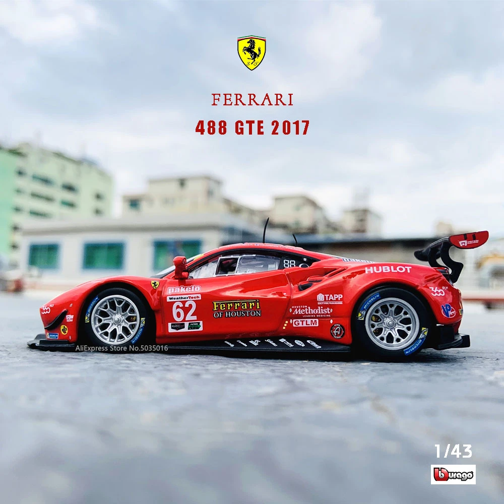 Bburago 1:43 Hardcover Edition 2017 Ferrari 488 GTE racing model simulation car model alloy car toy male collection gift