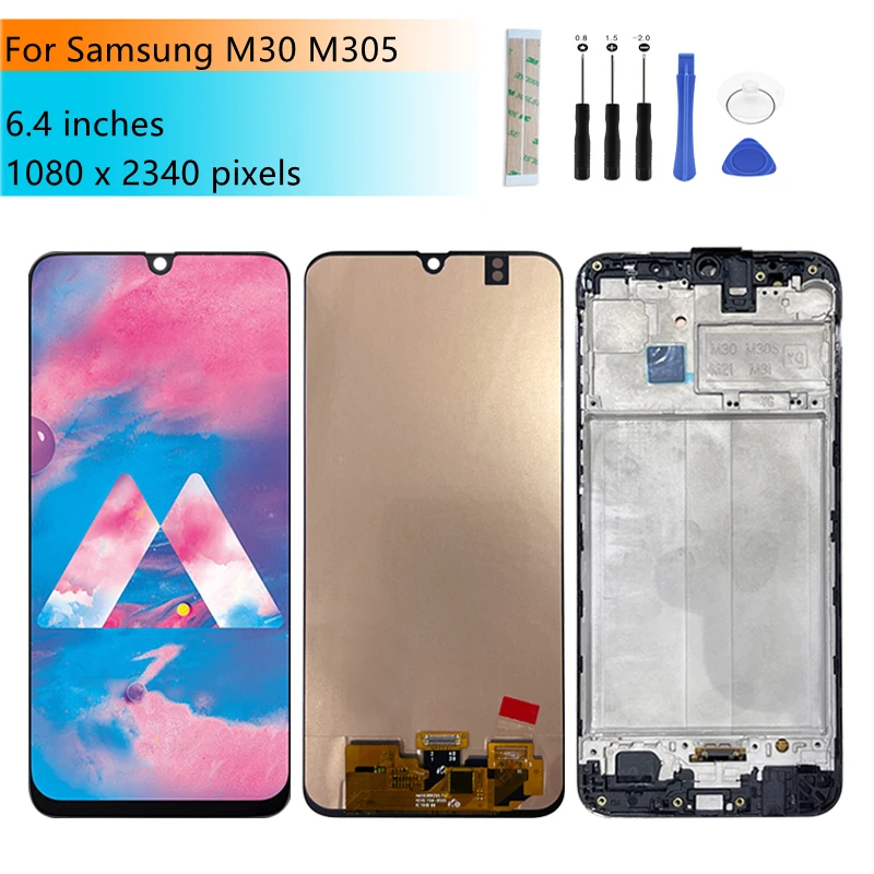 

For Samsung Galaxy M30 2019 M305 LCD Display Touch Screen Digitizer Assembly With Frame Replacement 100% Tested M30 lcd 6.4"