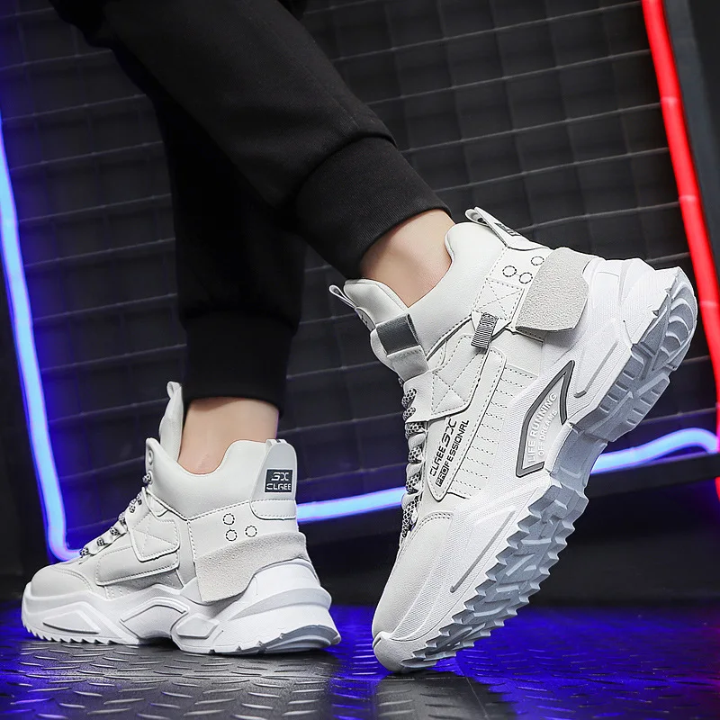 Men's Sports Shoes 2021 Spring and Autumn New Fashion Breathable Thickened Sports Shoes Street Style Men's Leisure Walking Shoes