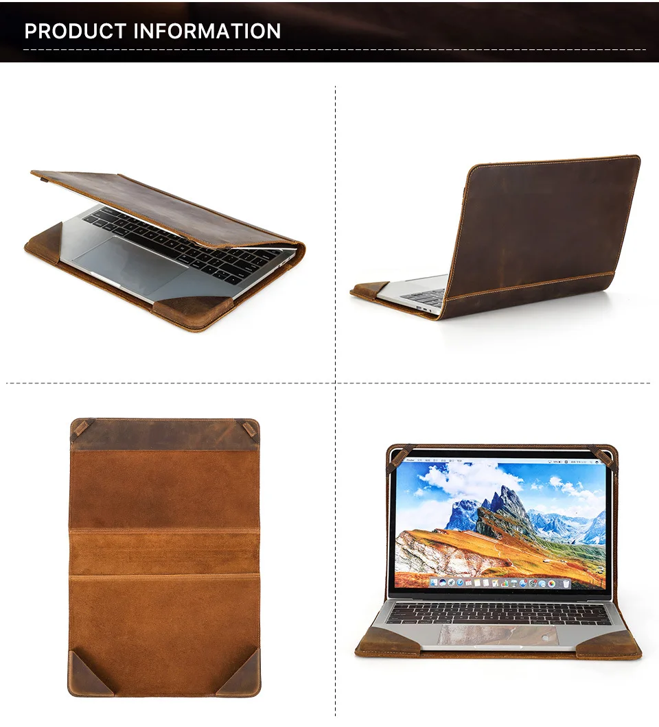 Genuine Leather Laptop Case For Apple Macbook Pro Air 13.3 15.4 Inch Sleeve men Notebook Retro Cover Protective Bag