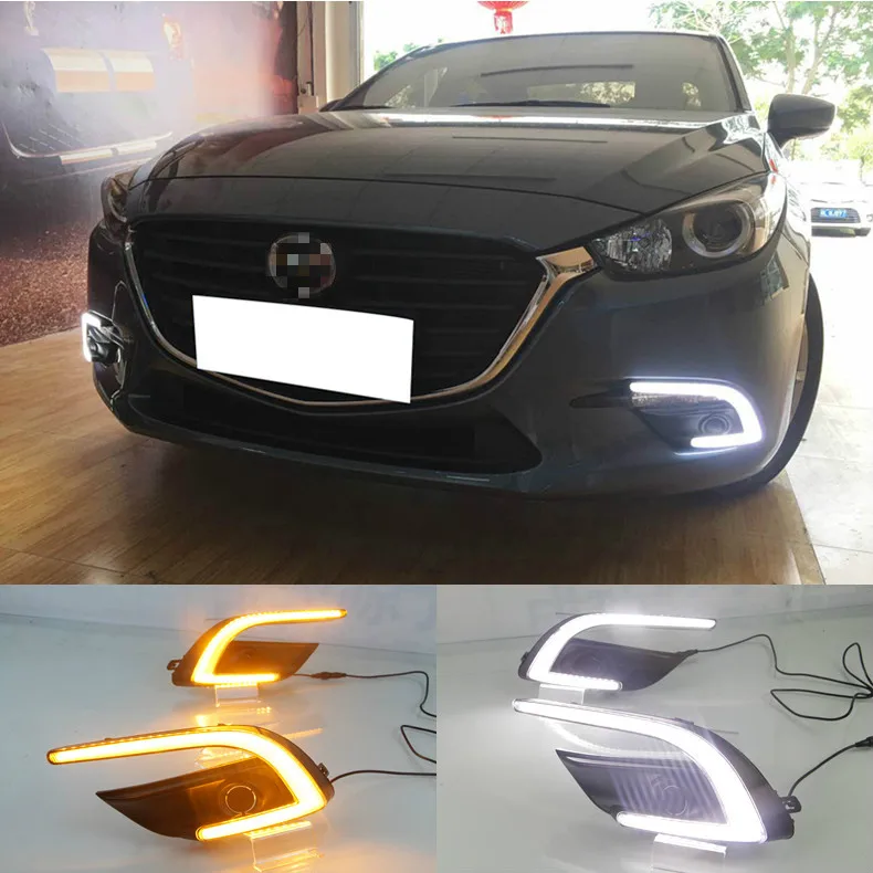 

For Mazda 3 Mazda3 Axela 2017 2018 Driving ABS DRL with yellow turn signal Daytime Running Light fog lamp Relay Daylight