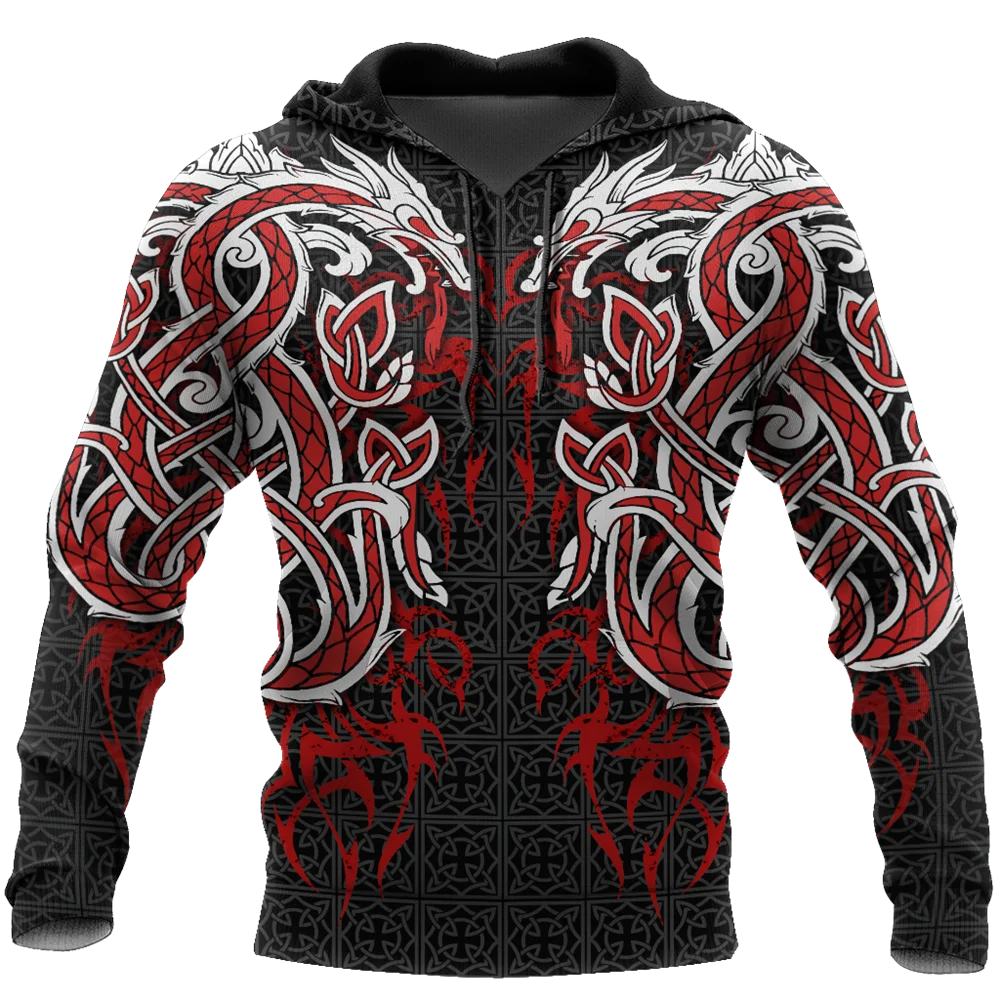 

Мужская толстовка с капюшоном и 3D-принтом дракона, на молнии