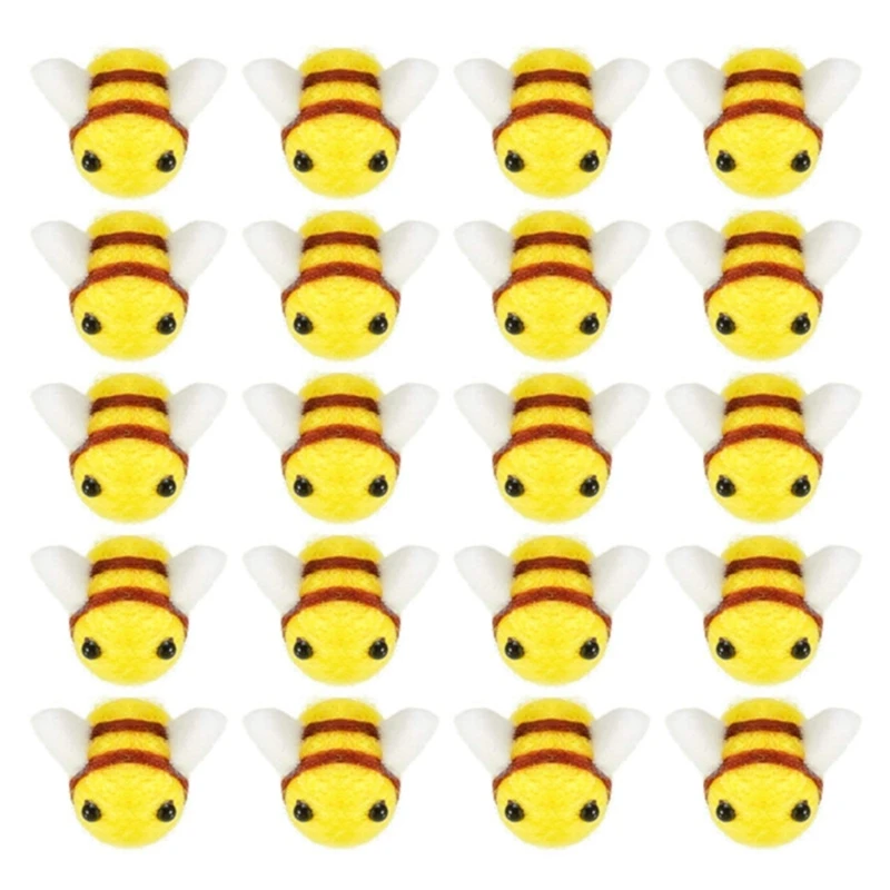 20 Pcs lana feltro Bumble Bee Craft Decor Ball per abbigliamento natalizio tenda cappello decorazione fai da te e artigianato fatto a mano