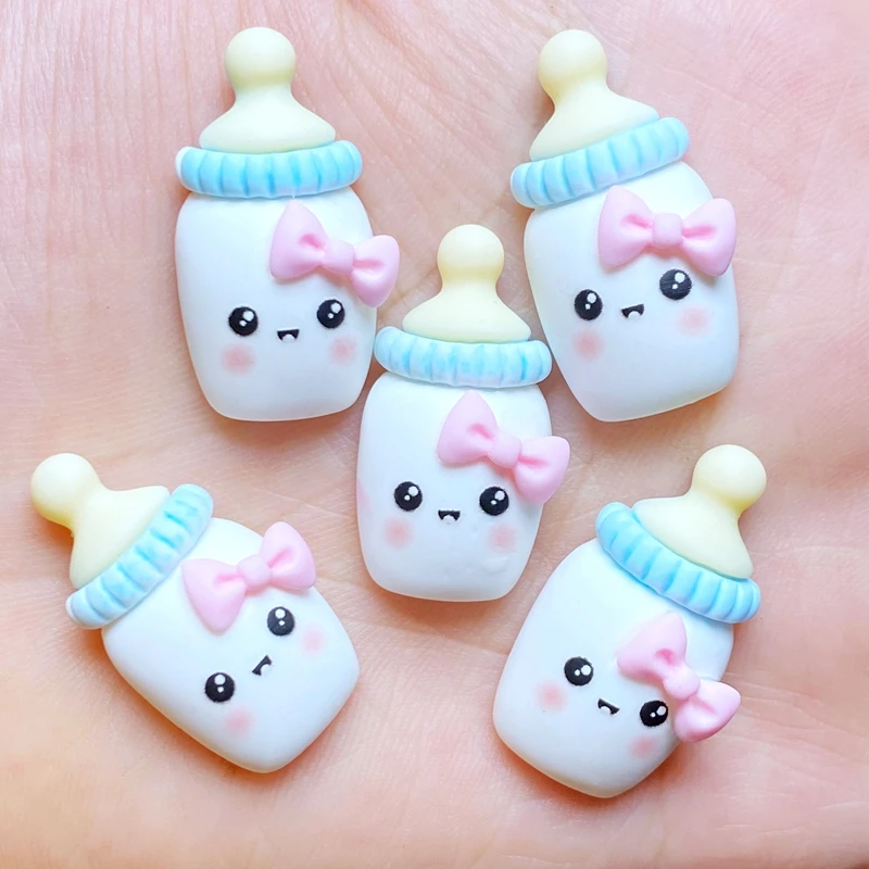 10Pcs Kawaii Mixed Cute Simulation Bottle Flat back Resin Cabochons Scrapbooking DIY Jewelry Craft Decoration Accessorie K68