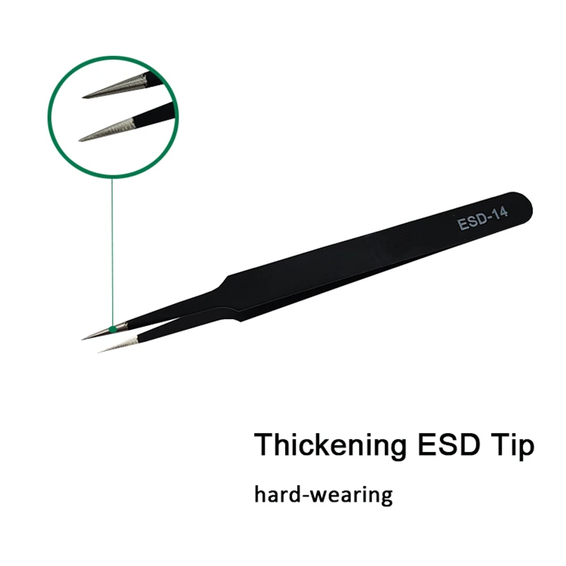 1PCS Precision Tweezers ESD Anti Static Stainless Steel Tweezers Repair Tools for Electronics Repair Soldering Craft