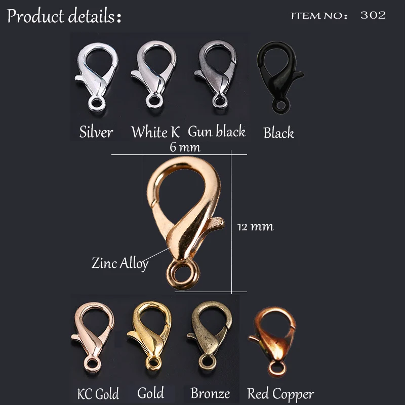 50 teile/los 10 12 14 16mm Gold Legierung Armband Karabiner Haken Für DIY Halskette Kette Stecker Schmuck Finden liefert – Detail 6