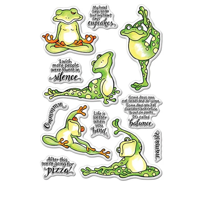 Frog Yoga Clear Stamps for DIY Scrapbooking Crafts Cards Making Decor Transparent Stempels New  Silicone Seal