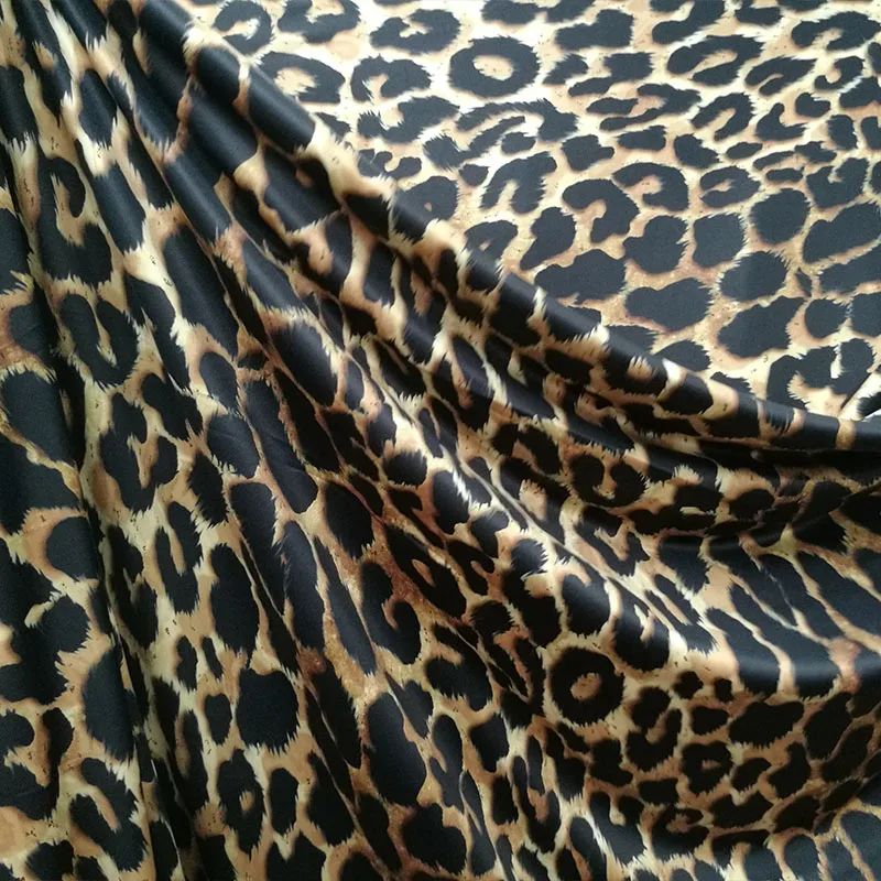 Good Milk Silk Knit Cotton/Spandex Fabric 4 Way Elastic Black/Brown Leopard Dot Print Cloth Diy Sewing Dress Sexy Dance Clothing