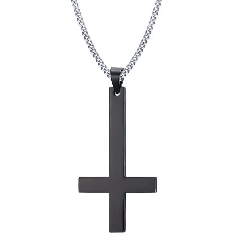 Stainless Steel Upside Down Cross Necklace  Inverted Cross Pendant with Chain