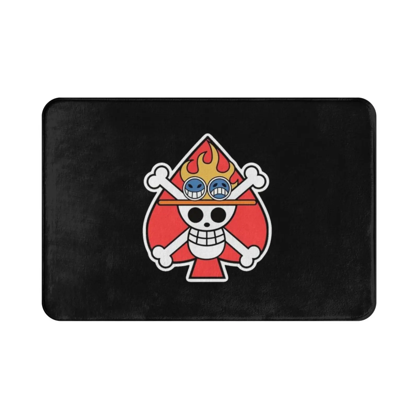 Red Spade Carpet Mat Rug Cushion Soft Non-Slip Shonen Pirate Fire Anime Manga Ace Heat Jolly Roger