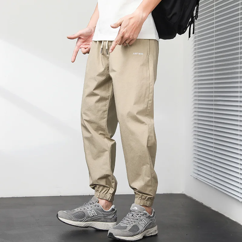 

Autumn Men's Fashion High Waist Korea BF Wind Jeans Straight Dinem Trouser Male Khaki Drawstring Comfortable Loose Casual Pants