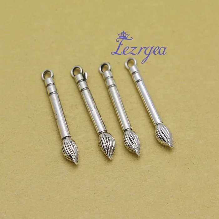 30 sztuk/partia-30x4mm zawieszki do breloczka z pędzlem do malowania DIY dostarcza akcesoria do znajdowania biżuterii