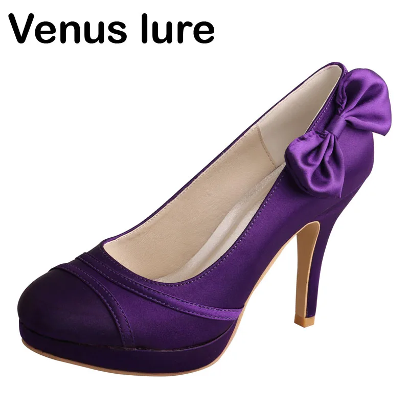 

Wedopus Bridesmaid Heels for Wedding Eggplant Color Ladies Platform Prom Shoes