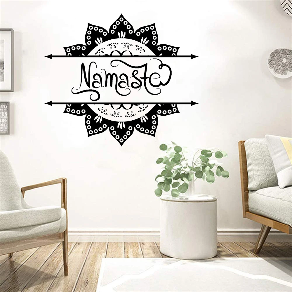 Namaste Yoga Mandala Vinyl Sticker Large Wall Decor Kabbalah Symbol Art Murals Wallpapers Girl Sports Yoga Room Decor