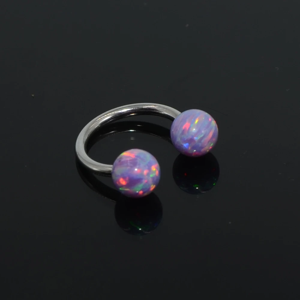 1PC Titanium G23&Opal Ball Circular Bead Ring Horseshoe Nose Ring Ear Tragus Cartilage Helix Earring Stud Labret Lip RingJewelry