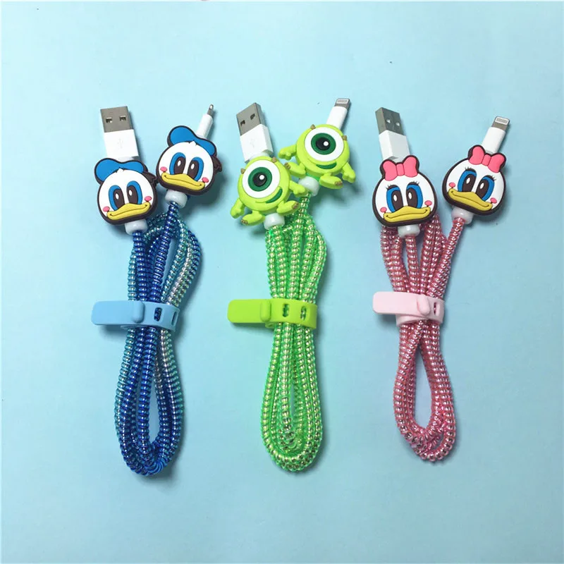 Disney Cable Winder Set Cartoon Charger USB Cable Protector per Apple IPhone per Samsung Xiaomi Huawei Cable Protect Decoration