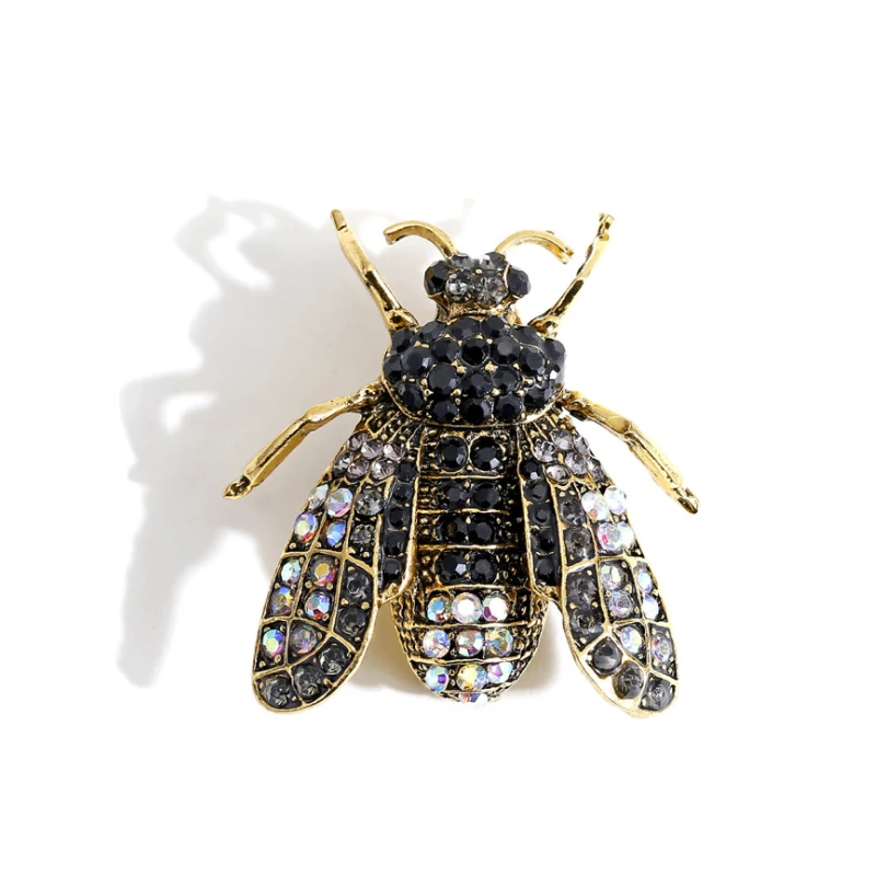 Blue Bee Metal Brooch Insect Rhinestone Brooches For Women Pins Scarf Clip Jewelry Broach Bouquet