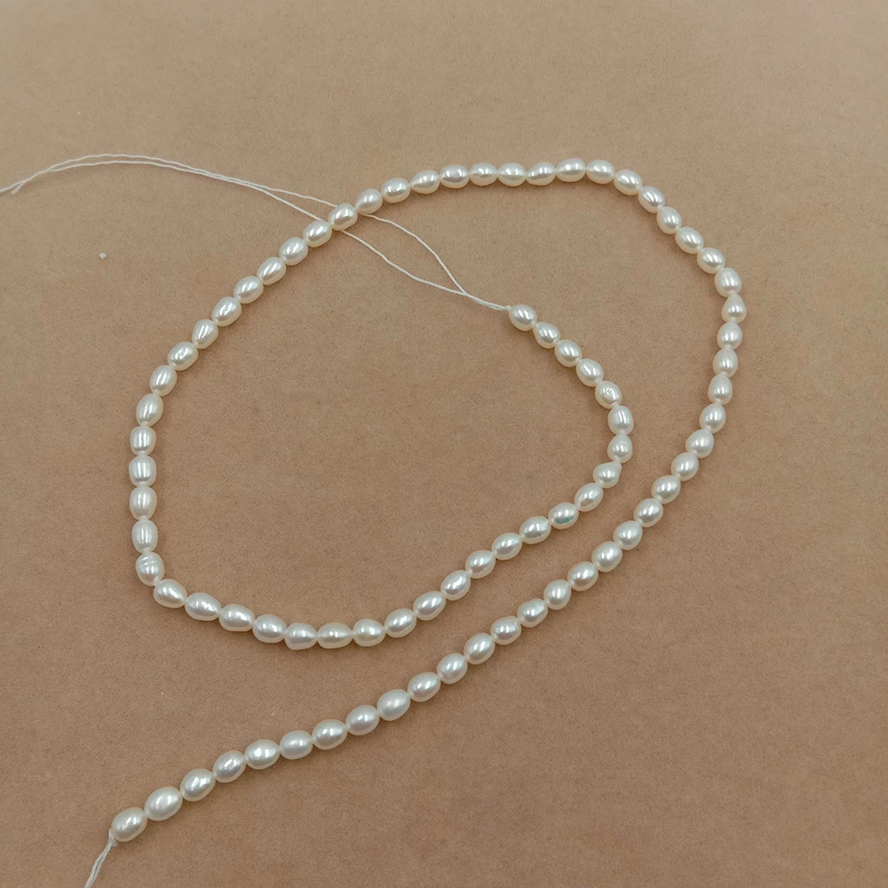 one strand 39 cm ,3-4 mm MINI rice FRESHWATER PEARL BEADS,100% NATURE freshwater pearl material with OVAL shape-AA quality