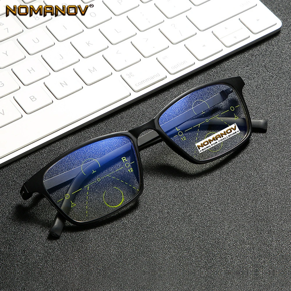 

No Screws Tr90 Frame Blu Light Blocking Lens Men Women Progressive Multifocus Reading Glasses Add 75 100 125 150 175 200 To 400