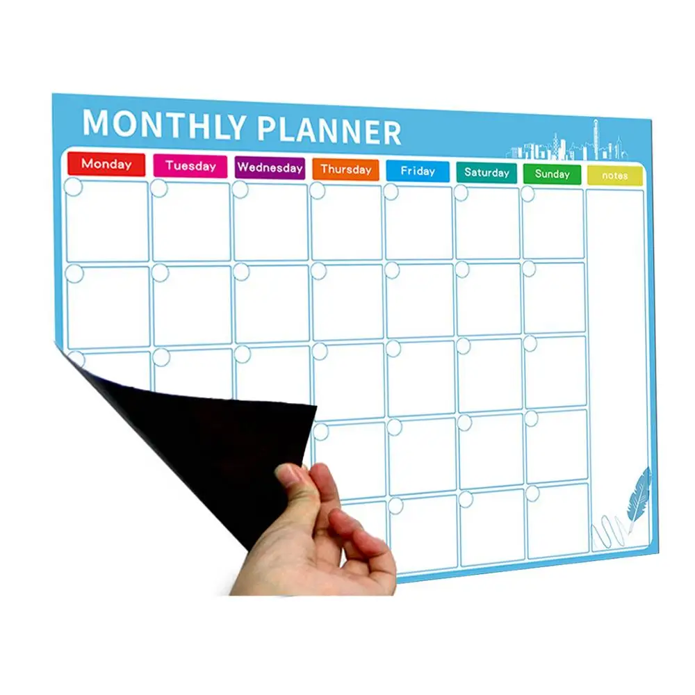 Magnetic Weekly Monthly Planner Calendar Dry Erase Board Refrigerator Magnet With 3pcs Pens for Home Office Shops Message Board