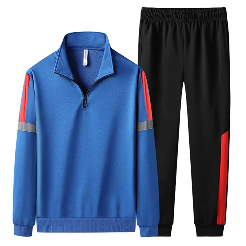 

Sportswear Suit Men Polyester Long Sleeve Gym Fitness Jogging Bowling Sweater 2 Piece Set Windproof Slim Running Sport Clothes