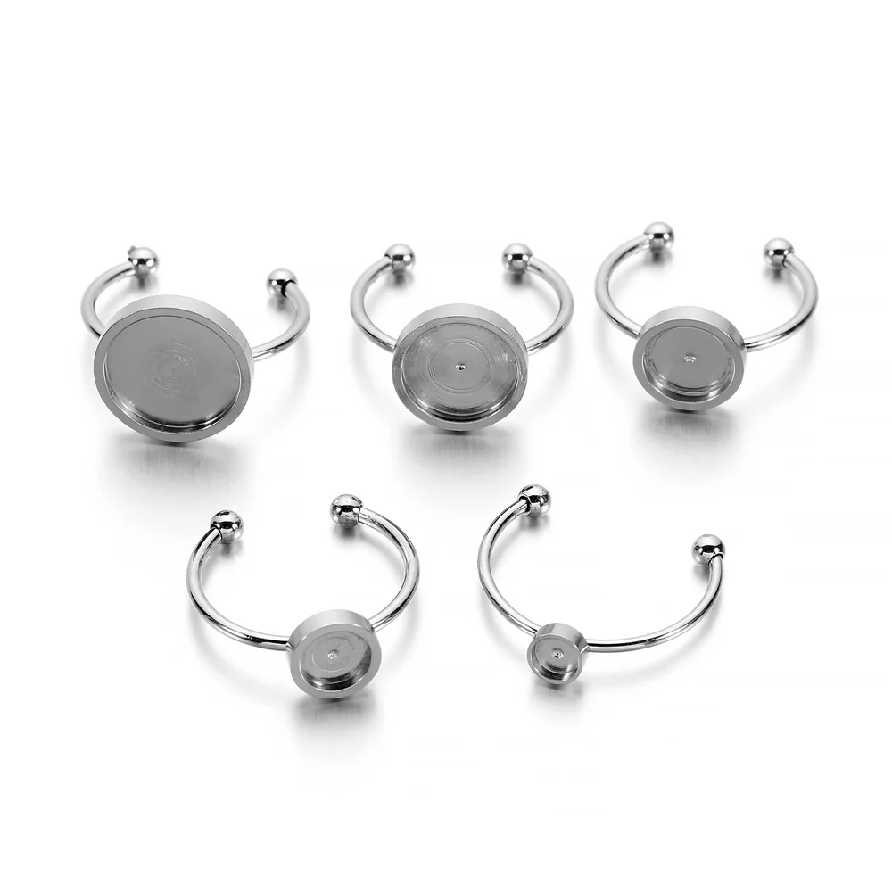 10pcs/lot 4-10 mm Adjustable Ring Settings Base Stainless Steel Glass Cabochons Cameo Settings For DIY Jewelry Making Supplies image 4