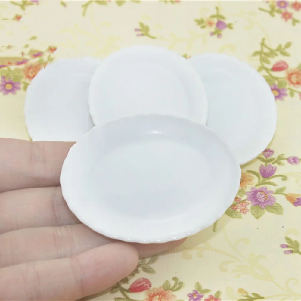 1Pcs 1/12 Dollhouse Miniature Accessories Mini Ceramic Food Plate Simulation  Kitchen Disk Model for Doll House Decoration